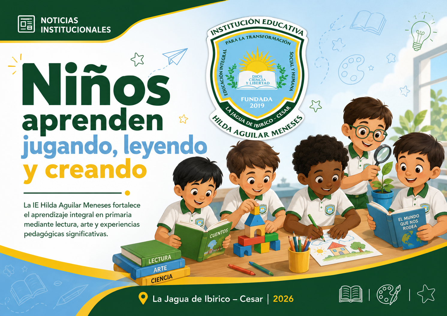 Niños aprenden jugando, leyendo y creando